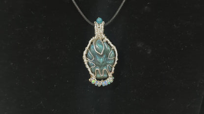 Labradorite Nine Tailed Fox Pendant