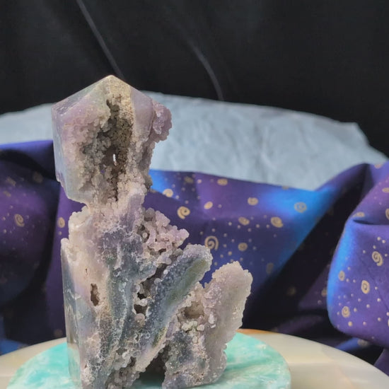 Sparkly Grape Agate Specimen Tower