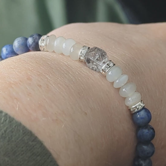 Dumortierite and Moonstone Bead Bracelet