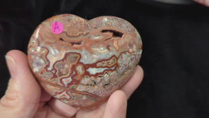 Druzy Pink Crazy Lace Agate Palms and Hearts
