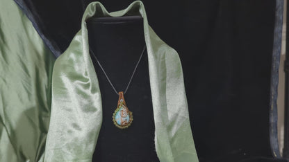 Wire Wrapped Blue Aragonite Pendant