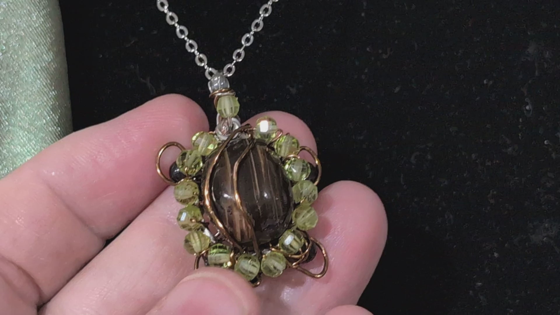 Wire Wrapped Chocolate Calcite Turtle Pendant