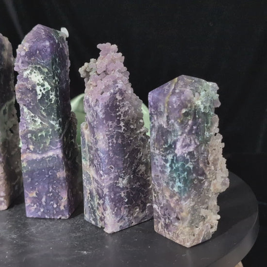 Sparkly Grape Agate Raw Edge Towers