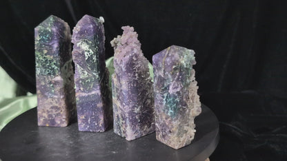 Sparkly Grape Agate Raw Edge Towers
