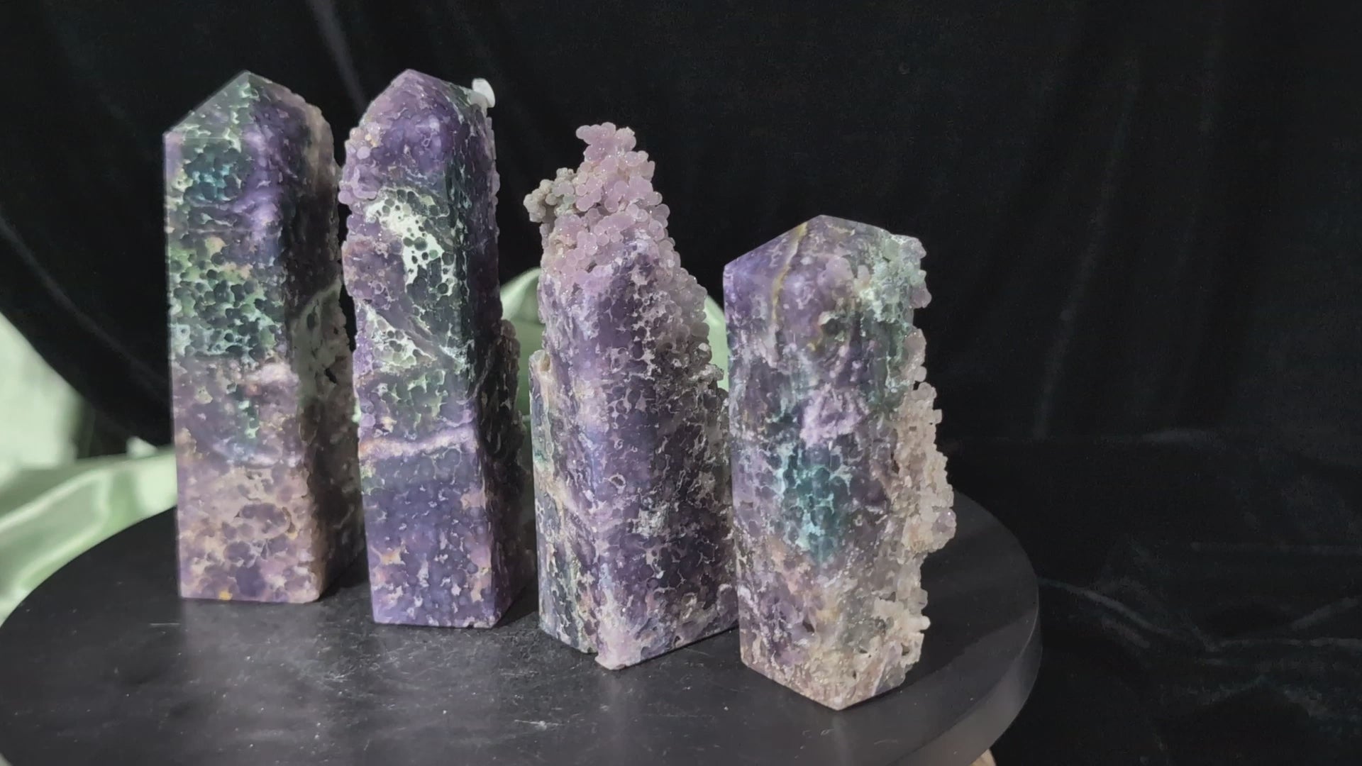 Sparkly Grape Agate Raw Edge Towers