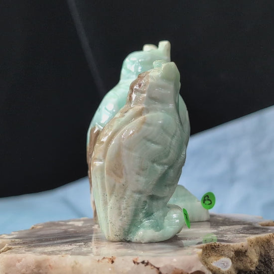 Hand Carved Smithsonite Owl Figurines