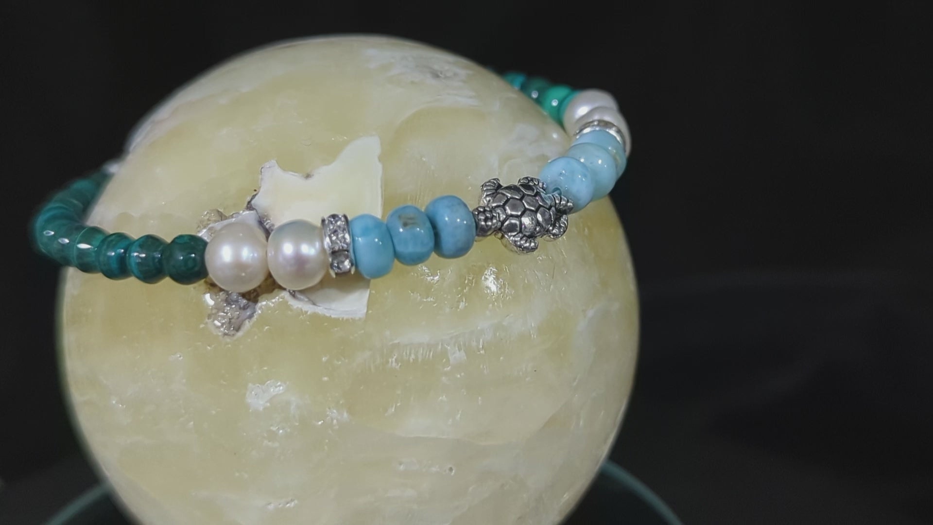 Malachite and Larimar Bracelet