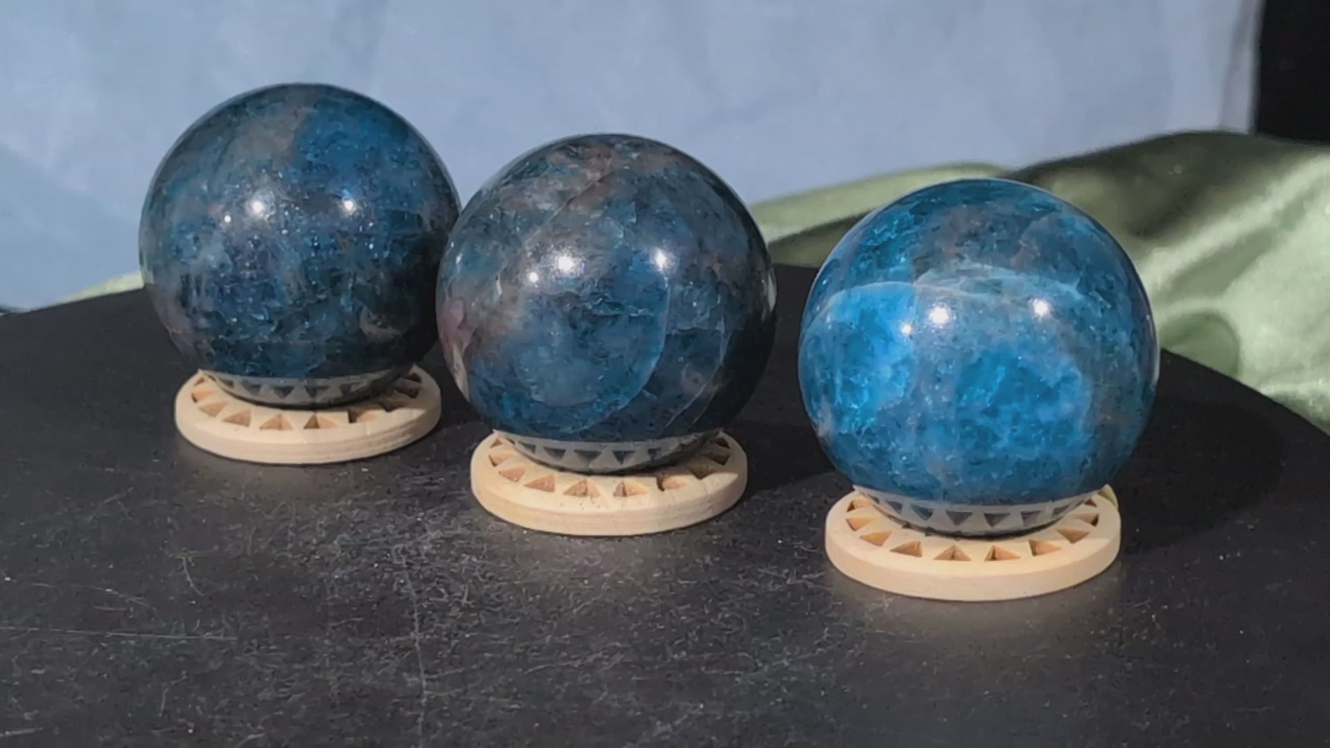 Sparkly Blue Apatite Spheres