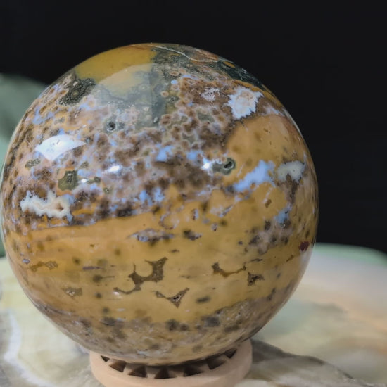Ocean Jasper Sphere with Druzy Pockets
