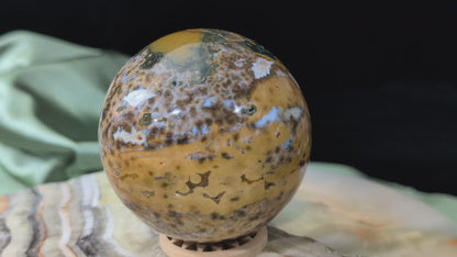 Ocean Jasper Sphere with Druzy Pockets