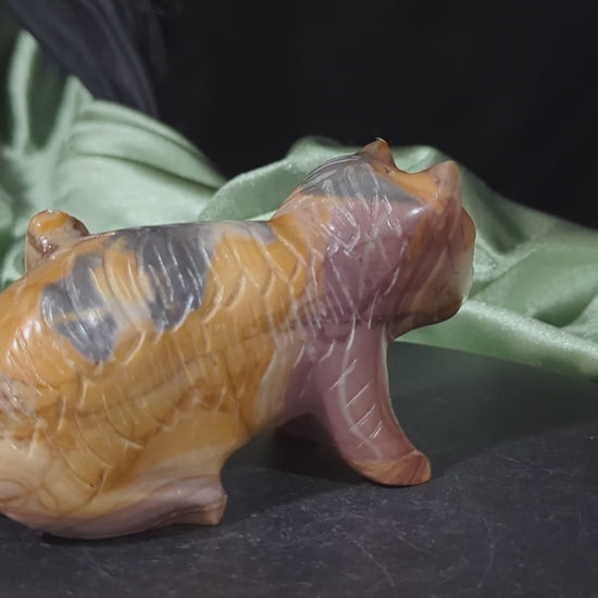 Hand Carved Jasper Cat Figurine