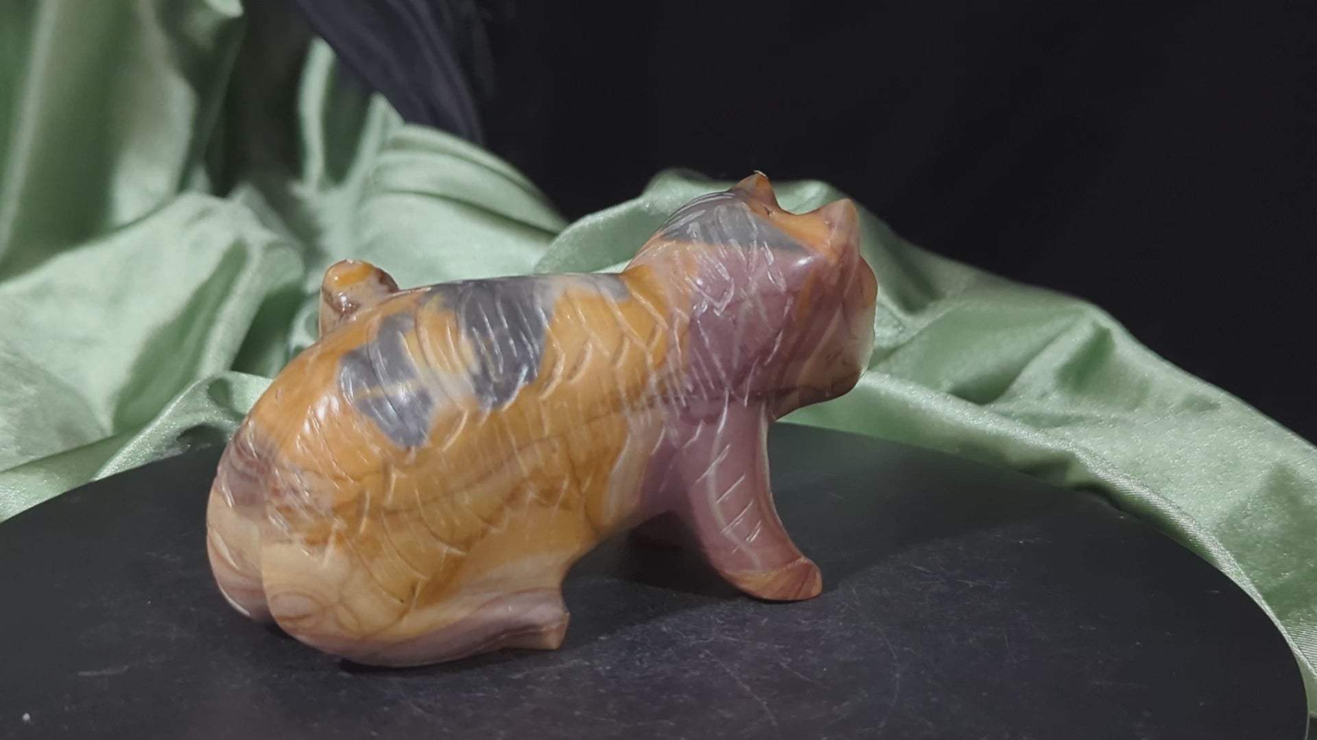 Hand Carved Jasper Cat Figurine