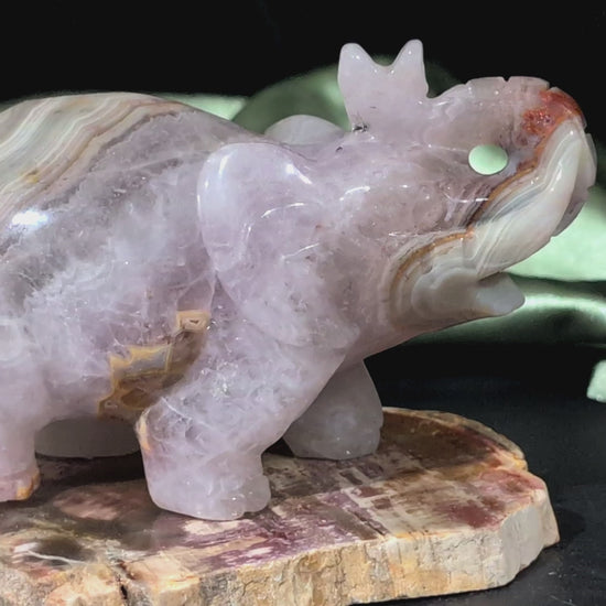 Hand Carved Amethyst Elephant Figurine