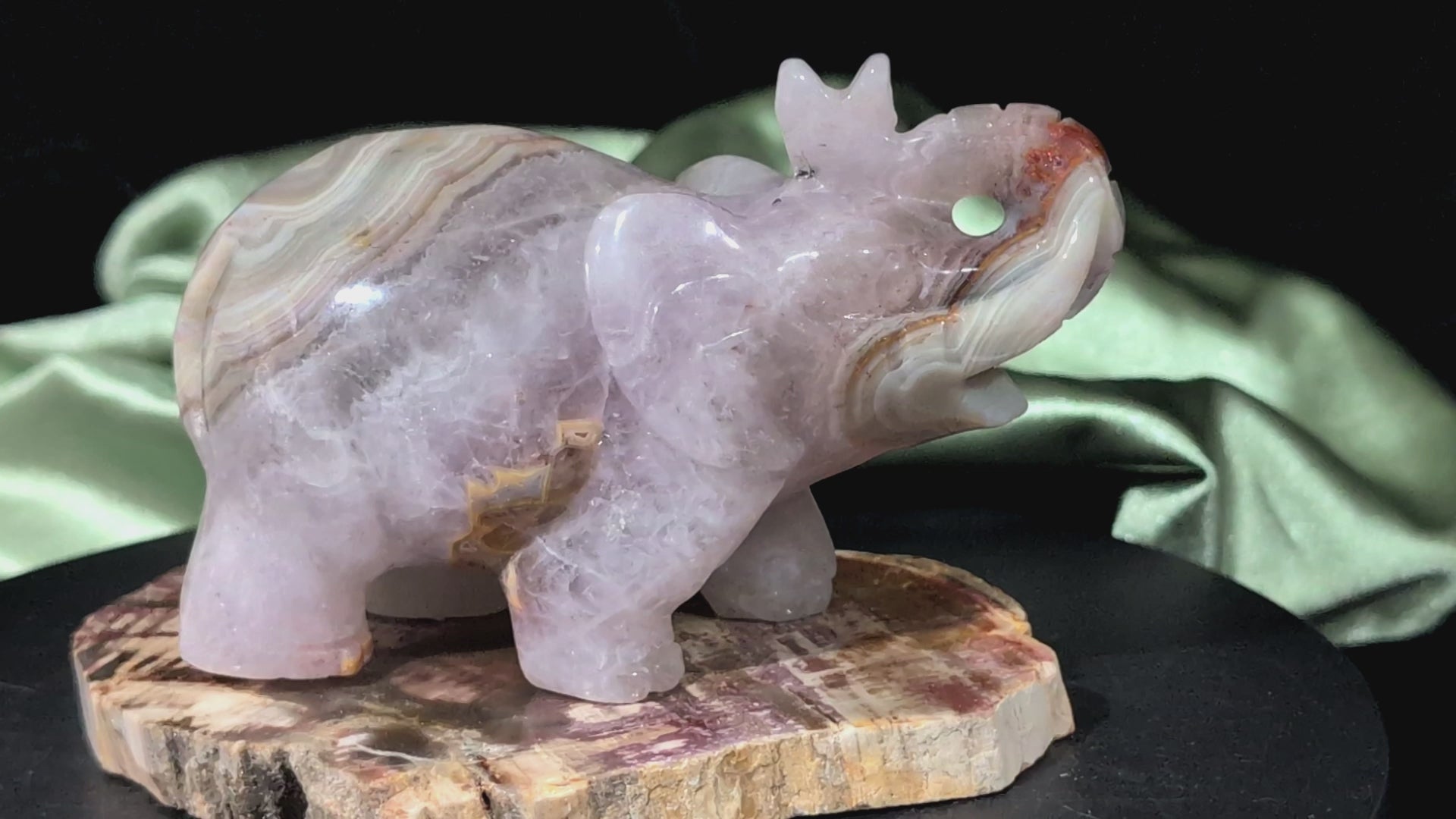 Hand Carved Amethyst Elephant Figurine