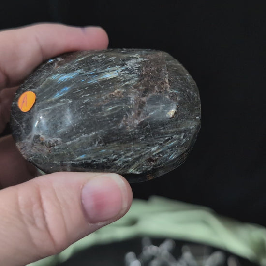 Garnet and Astrophyllite Palm Stones