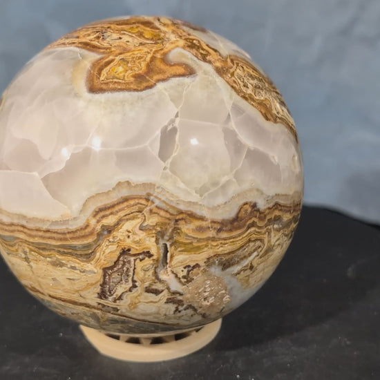 Pakistani Blumblebee Jasper with Pink Mangano Calcite Sphere