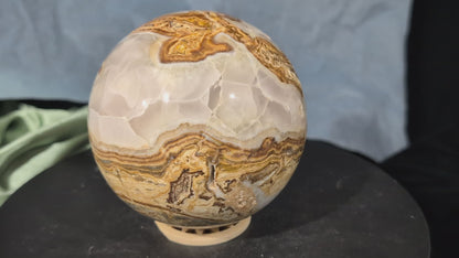Pakistani Blumblebee Jasper with Pink Mangano Calcite Sphere