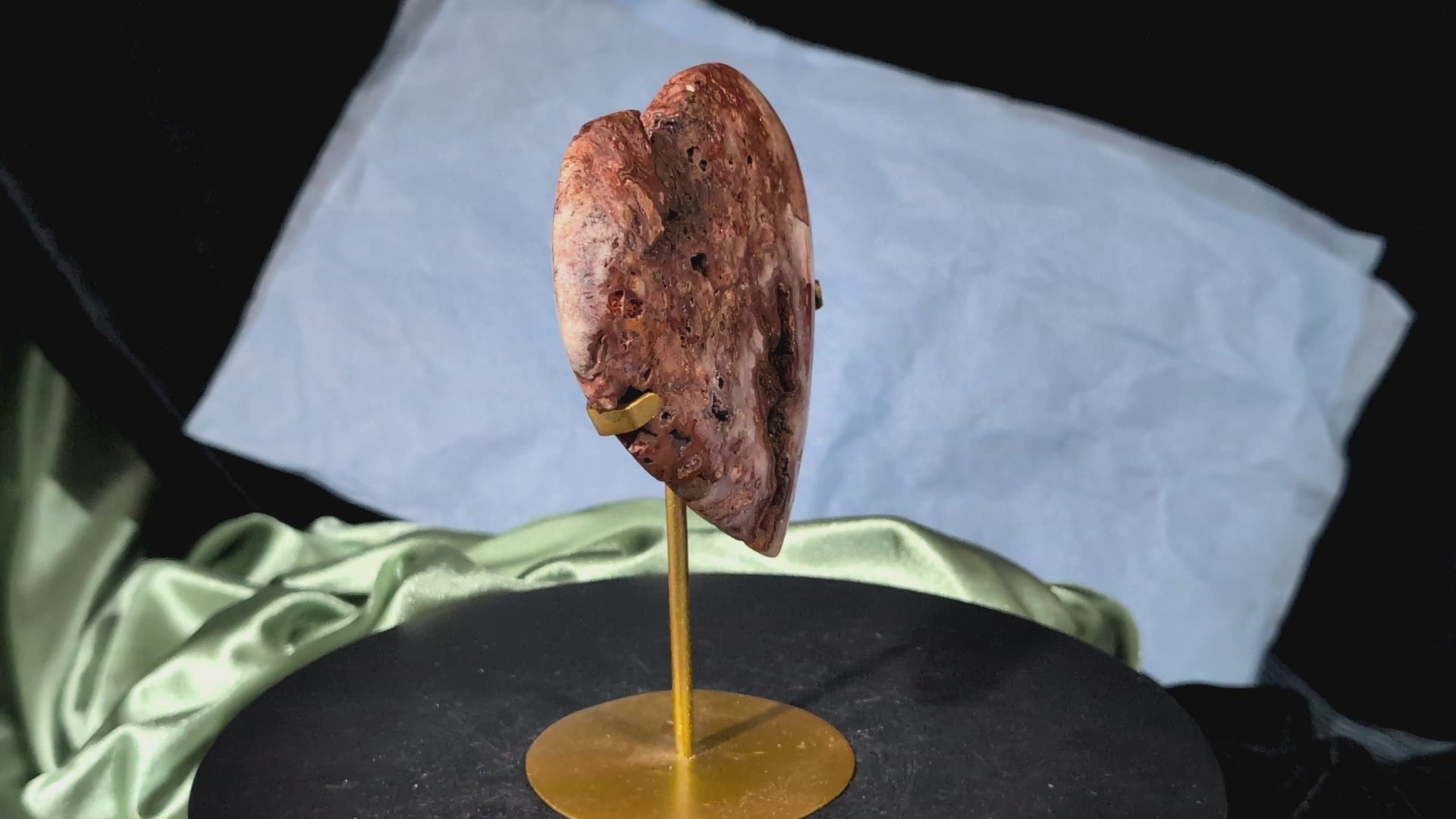 XL Druzy Pink Crazy Lace Agate Heart