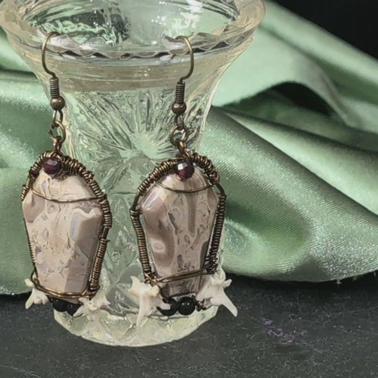 Jasper Crystal Casket Dangle Earrings