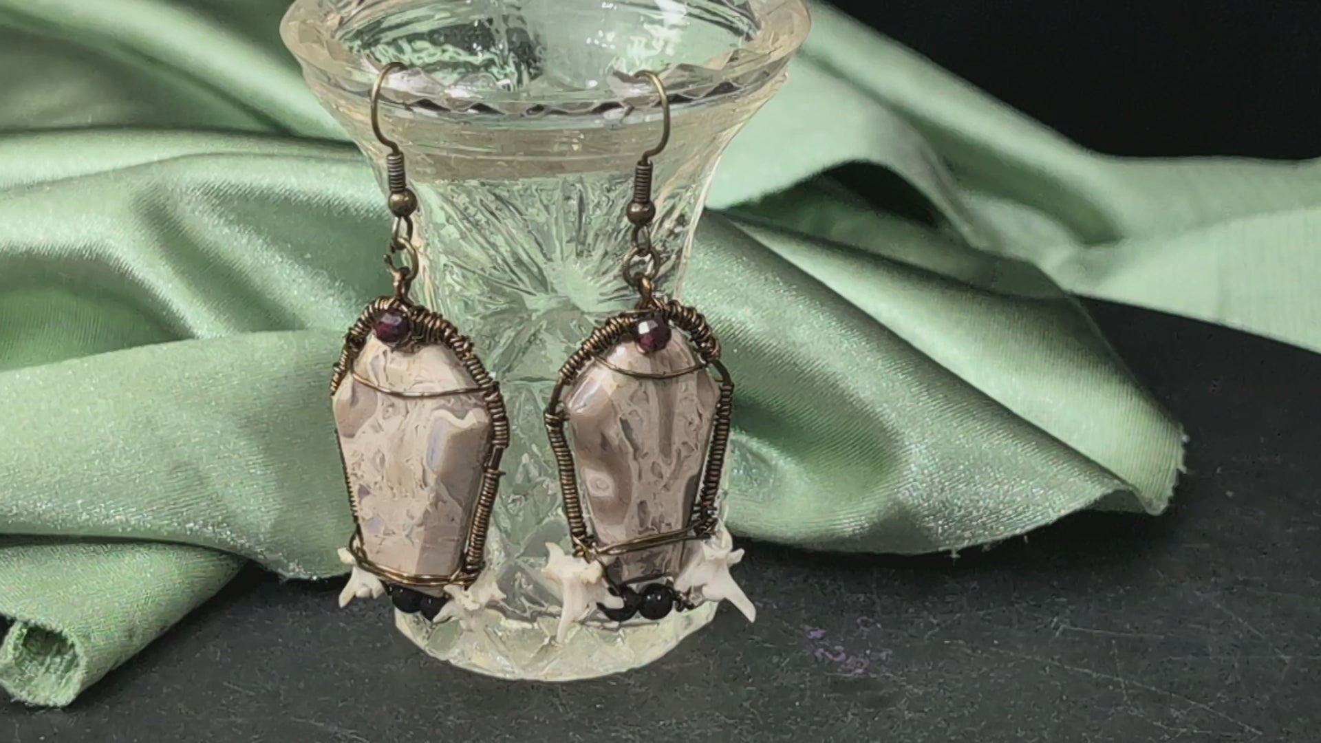 Jasper Crystal Casket Dangle Earrings