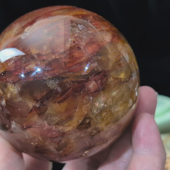 Fire Quartz with Golden Healer Sphere