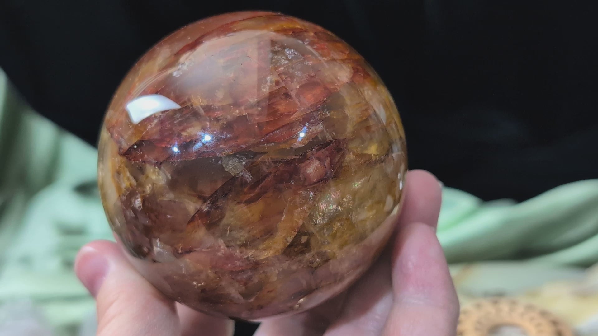 Fire Quartz with Golden Healer Sphere