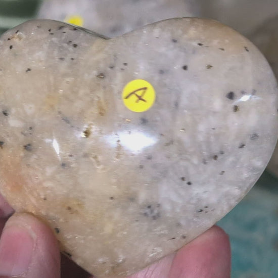 Plume Agate Hearts with Pyrite Inclusions