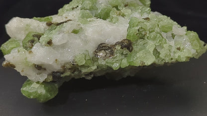 Raw Green Diopside Specimen with Mica and UV Reactive Calcite