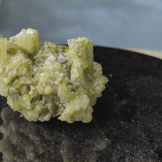 Green Tourmaline on Quartz Specimen