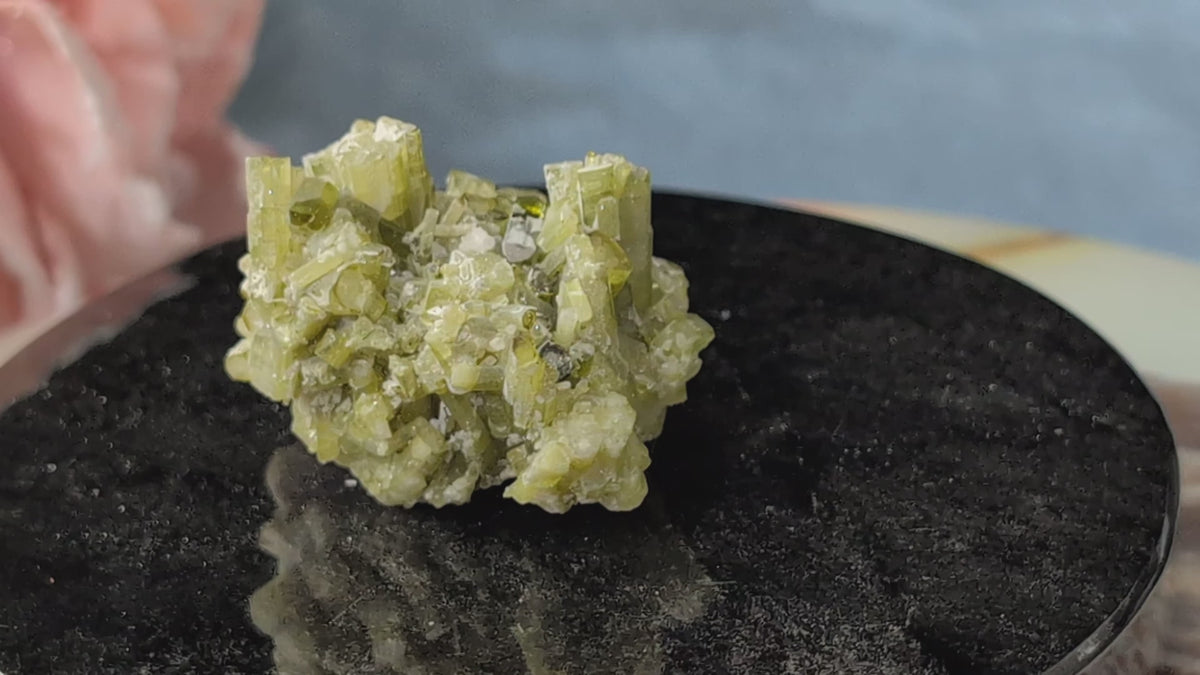Green Tourmaline on Quartz Specimen