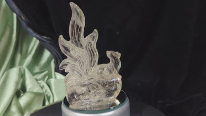 Smoky Quartz Nine Tailed Fox Figurine