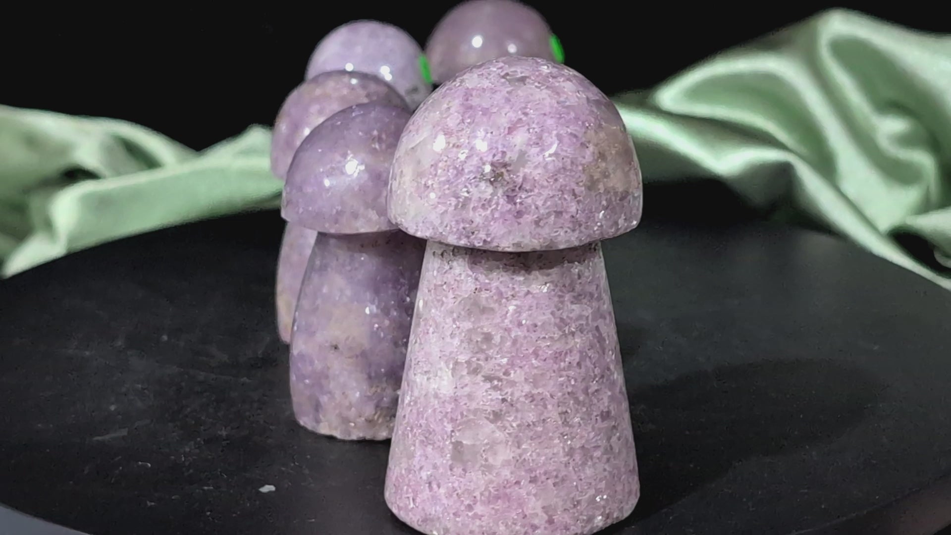 Hand Carved Lepidolite Mushrooms