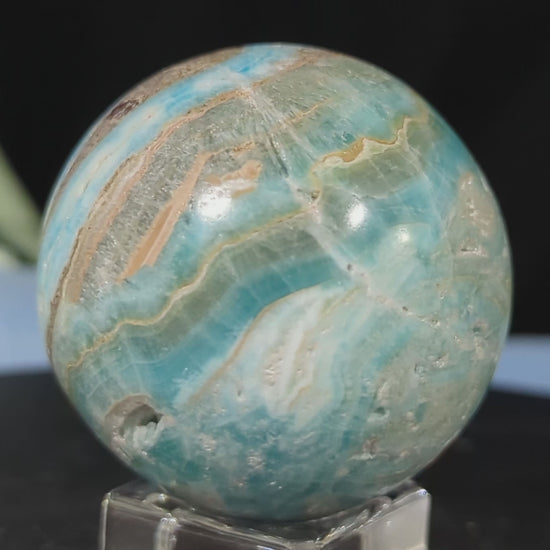 Druzy Blue Aragonite and Smithsonite Sphere