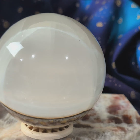 Silky White Clear Calcite Sphere