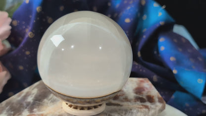 Silky White Clear Calcite Sphere