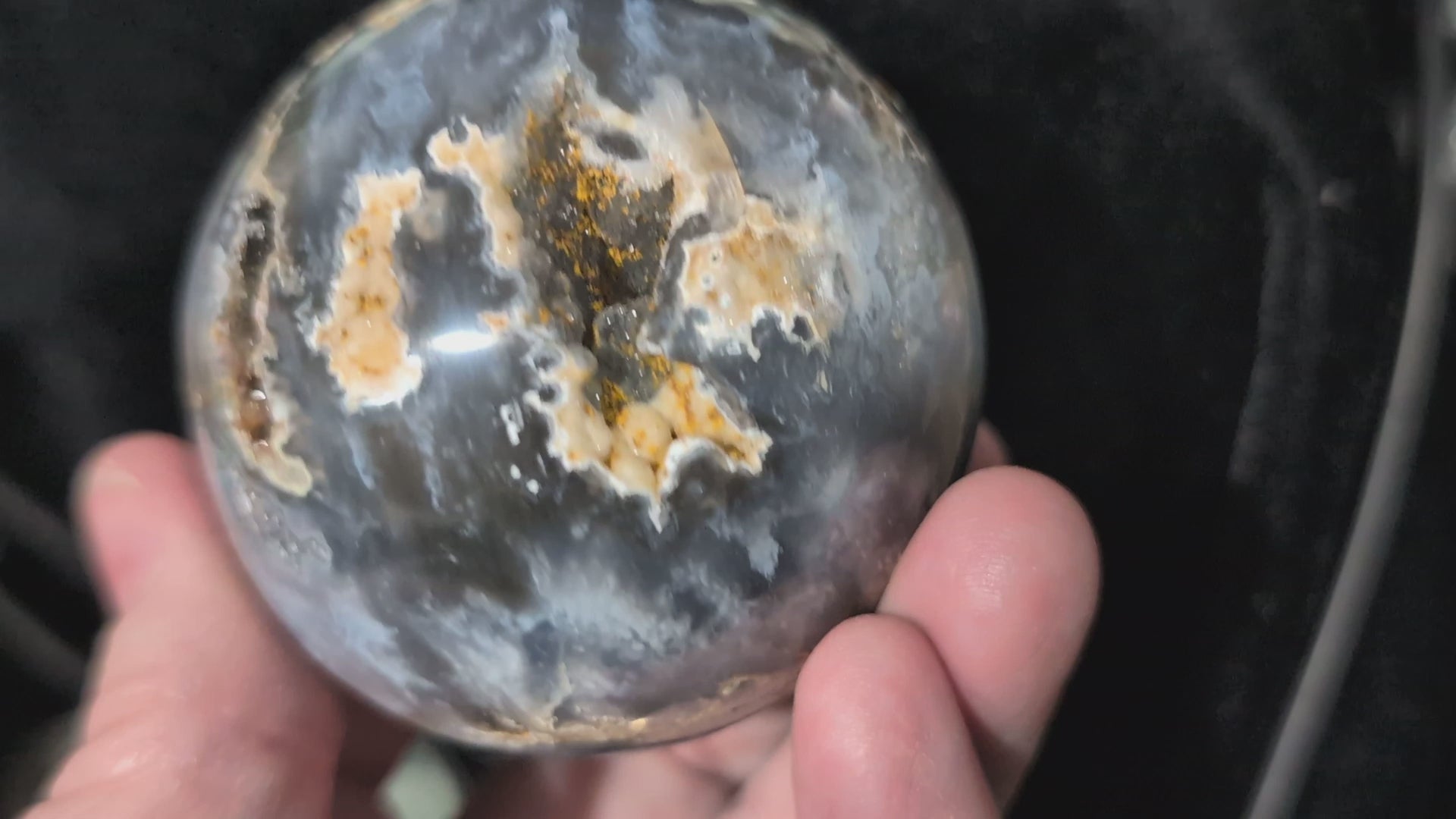 Blue Plume Agate Sphere
