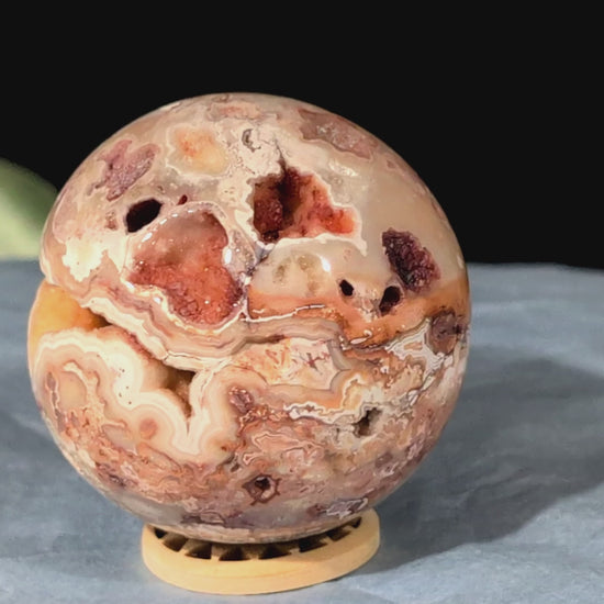 Super Druzy Pink Crazy Lace Agate Sphere