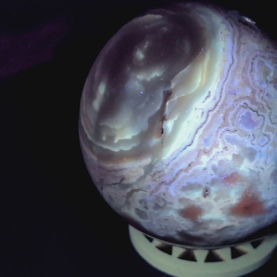 UV Reactive Druzy White Agate Sphere