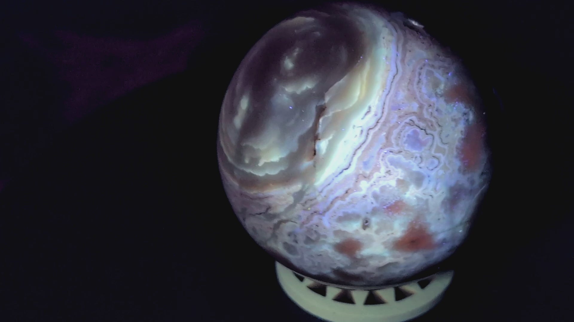 UV Reactive Druzy White Agate Sphere