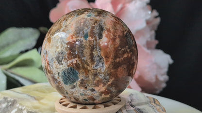 Sunstone and Blue Apatite Sphere
